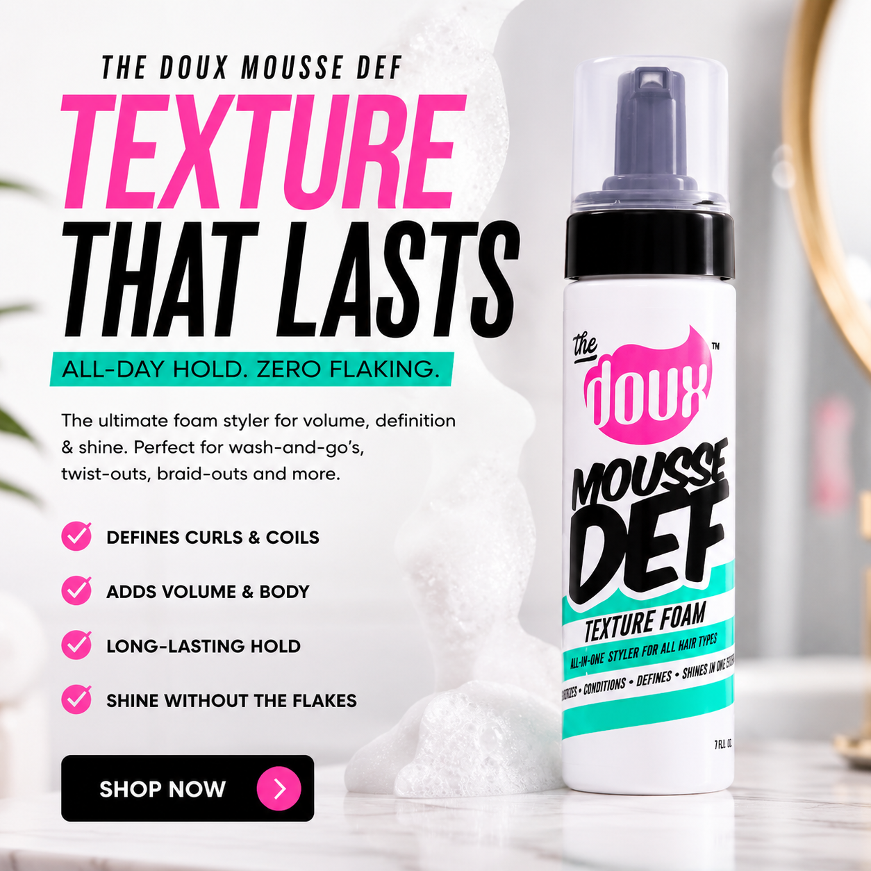 The Doux Mousse Def Texture Foam 7 Fl Oz